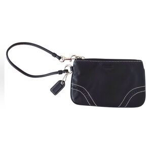 Coach Black Leather Wristlet Pouch